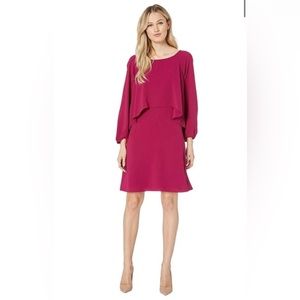 COPY - NWT Adrianna Papell Fancy Crepe Cascading Popover Dress Berry Gem Magenta